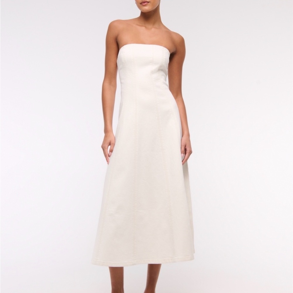 Denim Strapless White Dress